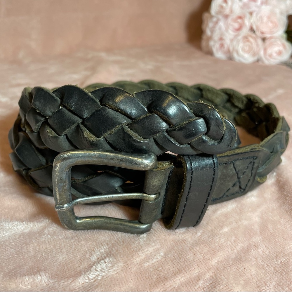Brown Leather Braided Belt Size 36 Made in Argentina